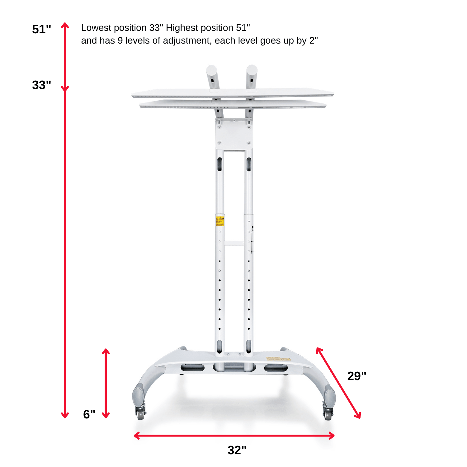 Adjustable Mito Red Universal Stand with vertical and horizontal mounting options and wheeled base