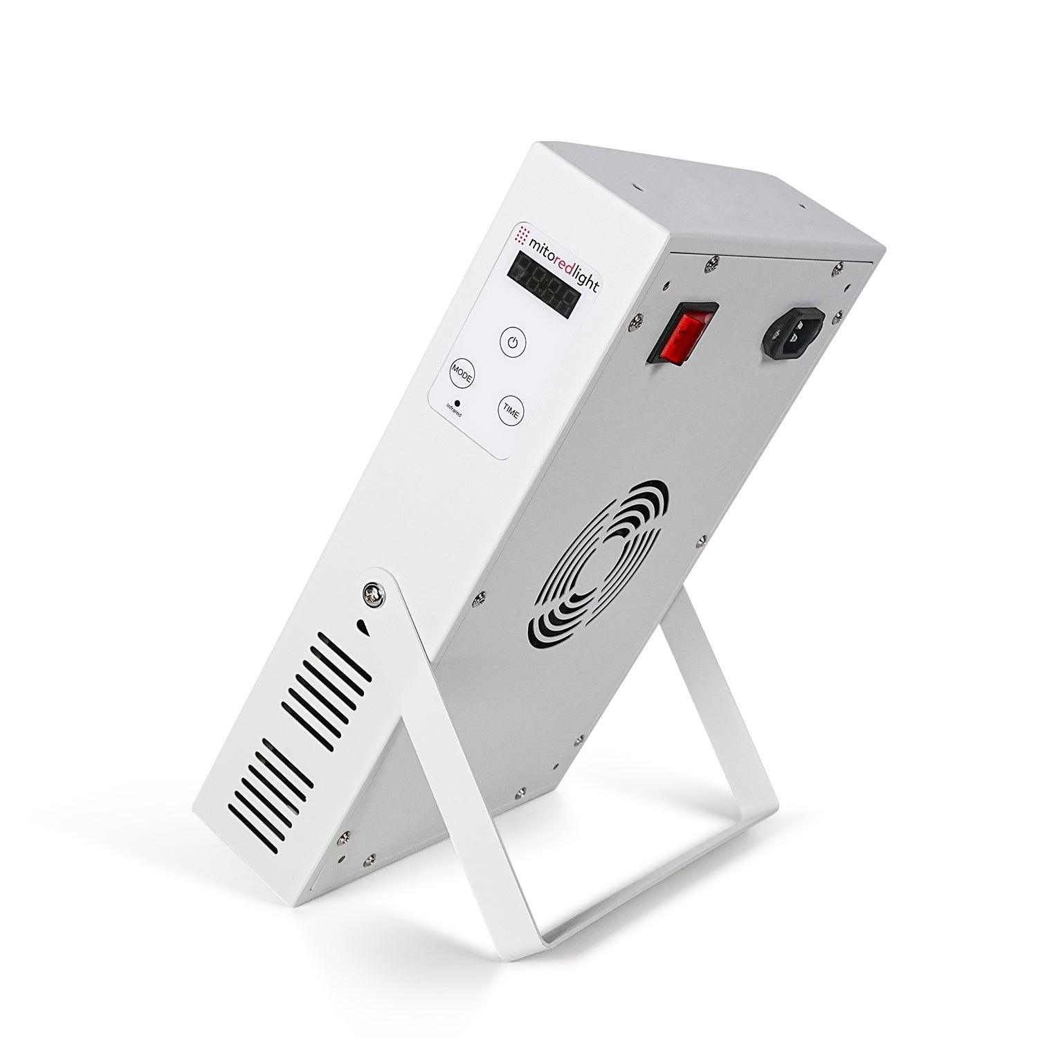 MitoMIN 2.0 red light therapy panel with 60 LEDs, adjustable timer, and quiet fan