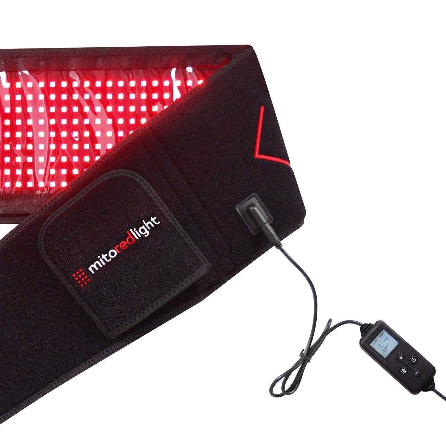 MitoQUAD Wavelength Belt hands free red light therapy device with 405 diodes and remote control