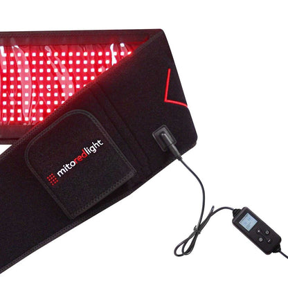 MitoQUAD Wavelength Belt hands free red light therapy device with 405 diodes and remote control