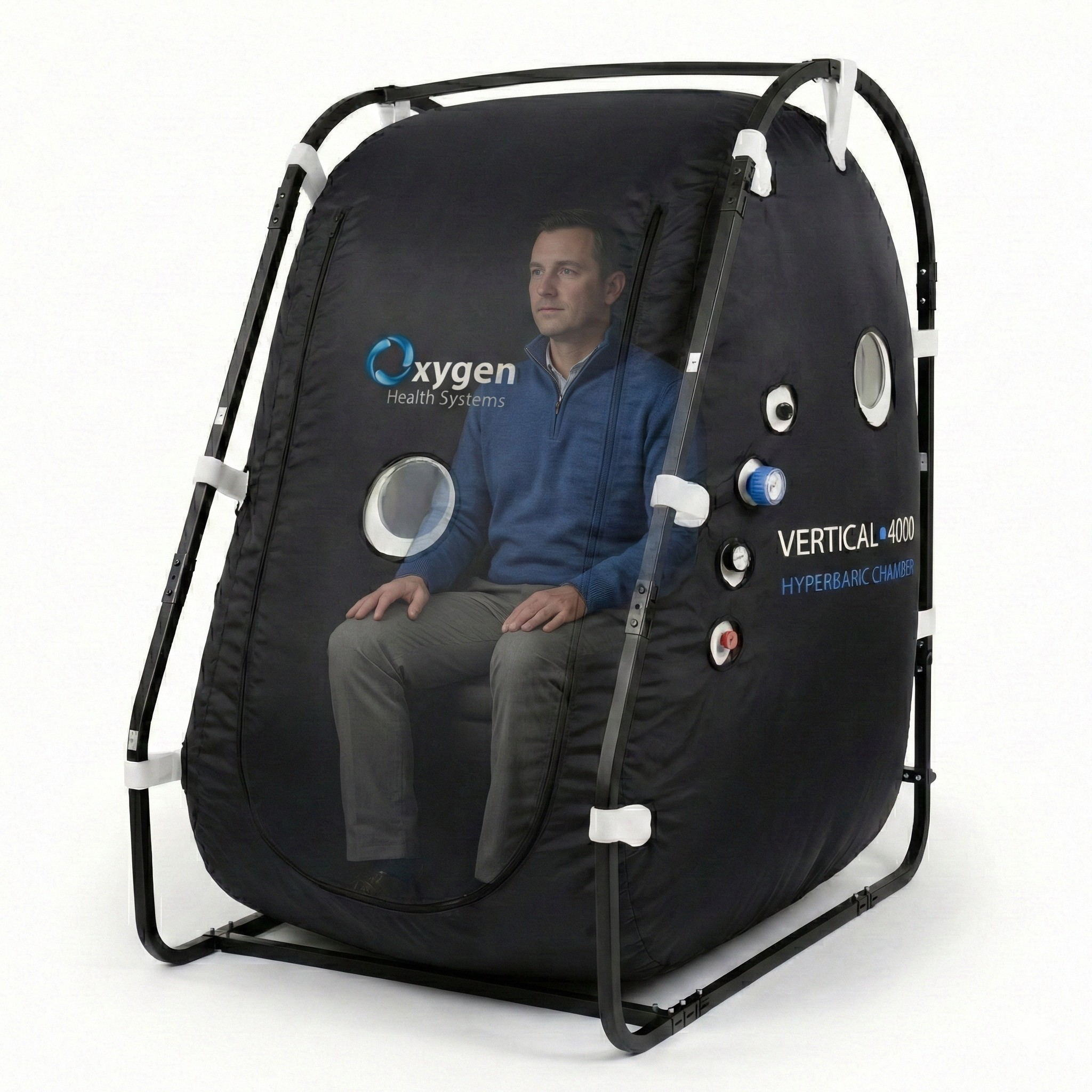 MC4000U soft-shell hyperbaric chamber translucent view of seated interior layout