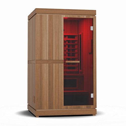 Finnmark FD-4 Trinity Infrared and Steam Sauna Combo with red light therapy and wooden cabin