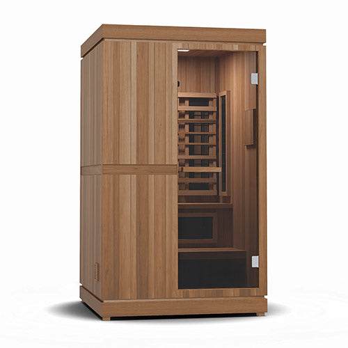 Finnmark FD-4 Trinity 3-in-1 infrared and steam sauna combo with wooden cabin and glass door