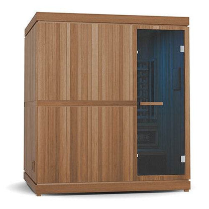 Finnmark FD-5 Trinity XL infrared and steam sauna combo with wooden exterior and glass door